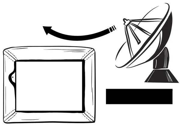 Una ricezione TV antenna satellitare e TV — Foto Stock