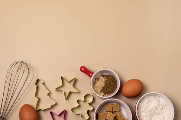 Cut Out Gingerbread Cookie Form Shape Christmas Tree Stars Gingerbread — Stock Photo, Image