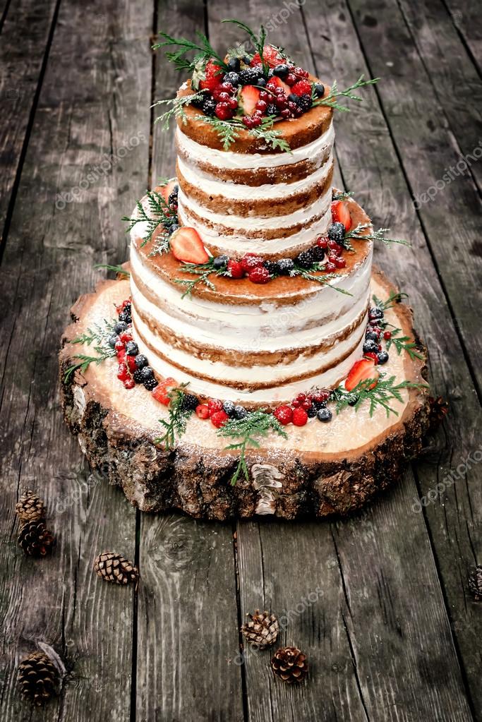 Wedding Cake In Rustic Style With Berries Stock Photo C Glazok90