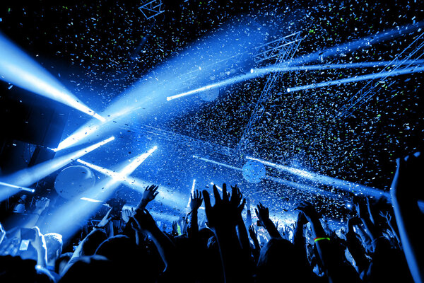 night club party event concert with crowd of people at the stage
