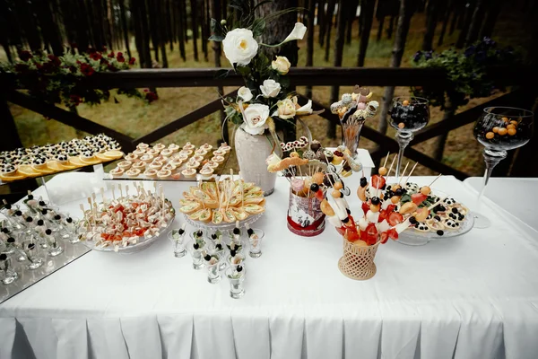 Mesa buffet de catering con una deliciosa comida — Foto de Stock