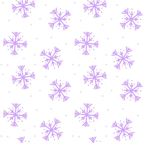 Illustration Seamless Pattern Festive Theme Purple Simple Snowflakes Isolated Objects — Stock Vector