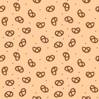 Çubuk krakerlerin pürüzsüz deseni. Bej arka planda haşhaşlı kraker. Basit karalama çizim biçimi.