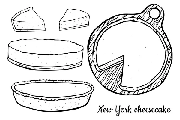 Ілюстрація Різних Видів Чізкейку Пиріг Зверху Збоку Шматочок Пирога Чорний — стоковий вектор
