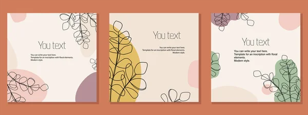 Illustrazione serie di modelli per cartoline, cartoline, posizionamento del testo. Stile moderno minimalista. Illustrazione Stock