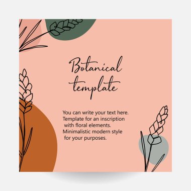 Soyut sanat arka plan vektörü. Modern şekil çizgisi sanat duvar kağıdı. Boho yaprakları ve deco, duvar sanatı, sosyal medya geçmişi için çiçek deseni tasarımı. Günahların için..