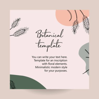 Soyut sanat arka plan vektörü. Modern şekil çizgisi sanat duvar kağıdı. Boho yaprakları ve deco, duvar sanatı, sosyal medya geçmişi için çiçek deseni tasarımı. Günahların için..