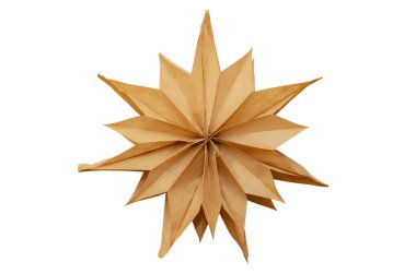 Beyaz üzerine izole edilmiş dekoratif kağıt yıldızı