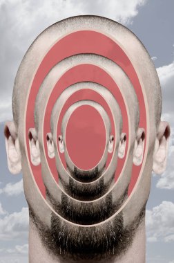 Sakallı bir adamın sürrealist portresi