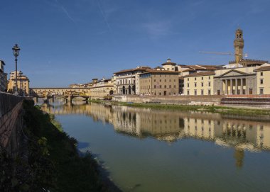 Floransa, İtalya - Ekim 23, 2 0 0 16: ponte vecchio (Arno Köprüsü) Arno Nehri 'nde