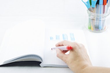 El beyaz arka plan üzerinde grafik çizimi