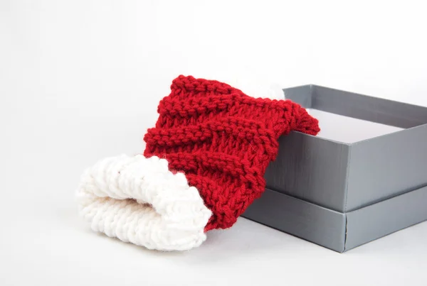 Present box with xmas socks in it — Stock Photo, Image