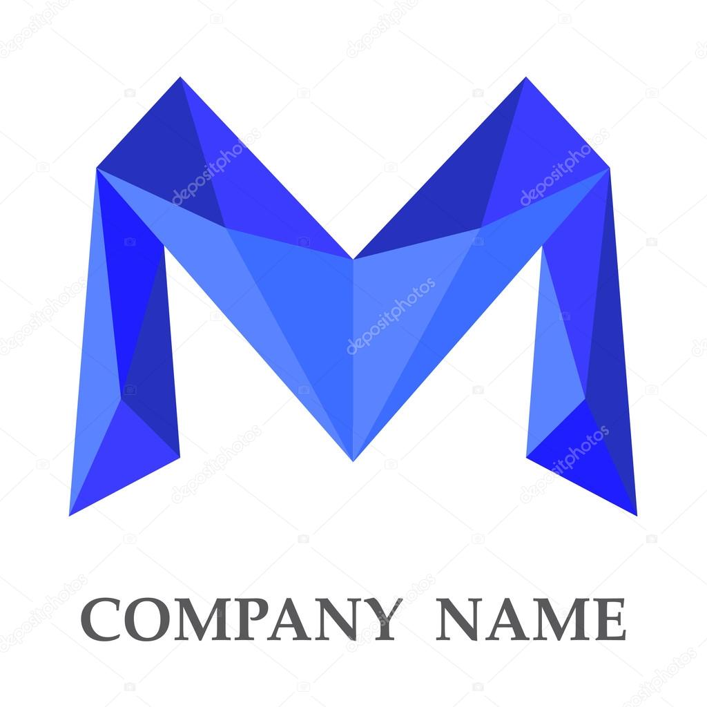 Blue lowpoly logo for business challenge vector illustration
