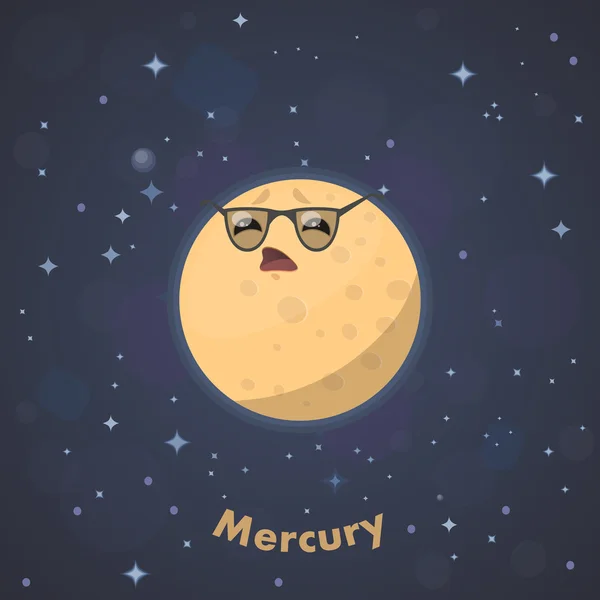 Schattig planeet Mercurius. Vectorillustratie — Stockvector