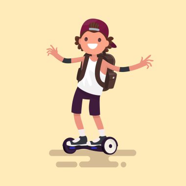 Neşeli adam gyroscooter üzerinde sürmek. Vektör çizim