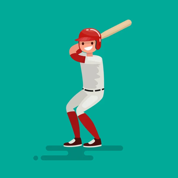 Jogador de basebol com bastão. Ilustração vetorial —  Vetores de Stock