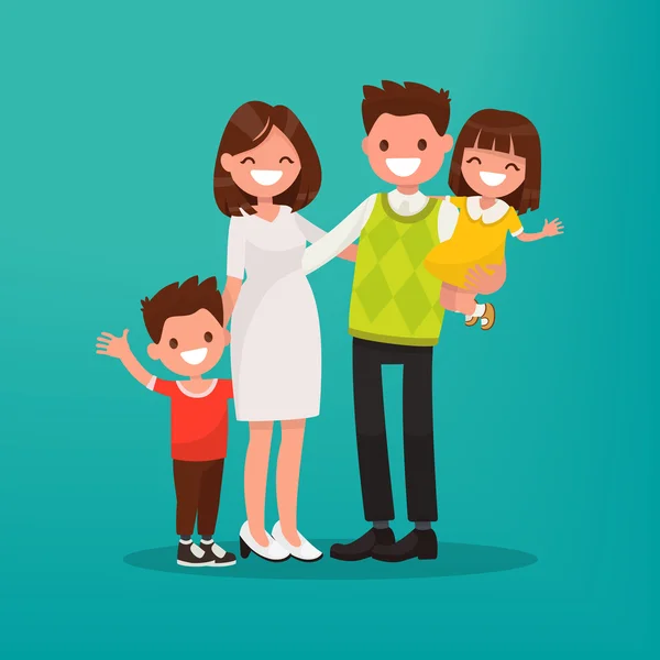 Glad ung familj. Vektor illustration — Stock vektor