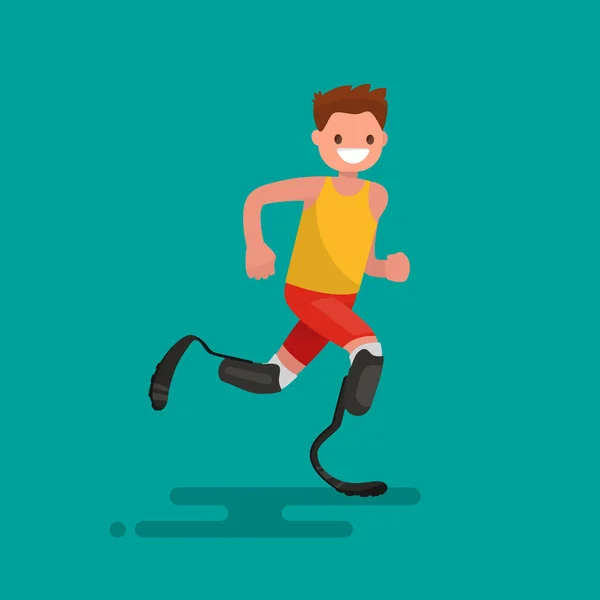 Atleta paralímpico corre en prótesis. Ilustración vectorial — Vector de stock