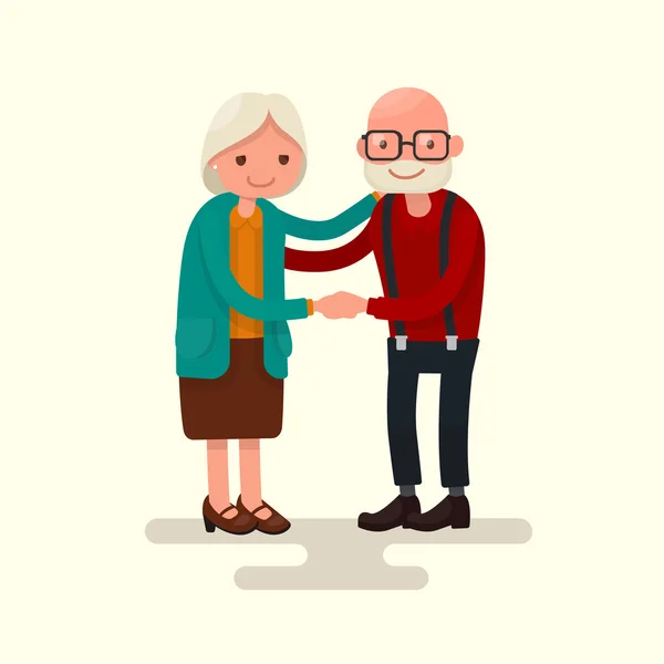 Abuela y abuelo juntos tomados de la mano. Ilustración vectorial — Vector de stock