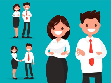 Office karakterleri ayarlayın. İş çift birlikte ve sıkışalım.