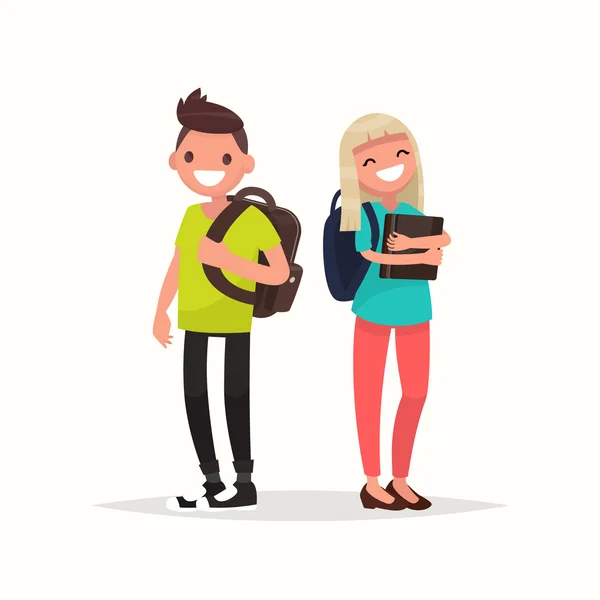 Genç çift öğrenciler. Vektör çizim