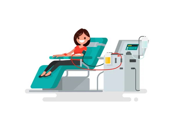 Blood donation. Woman donates blood. Vector illustration — Stock Vector