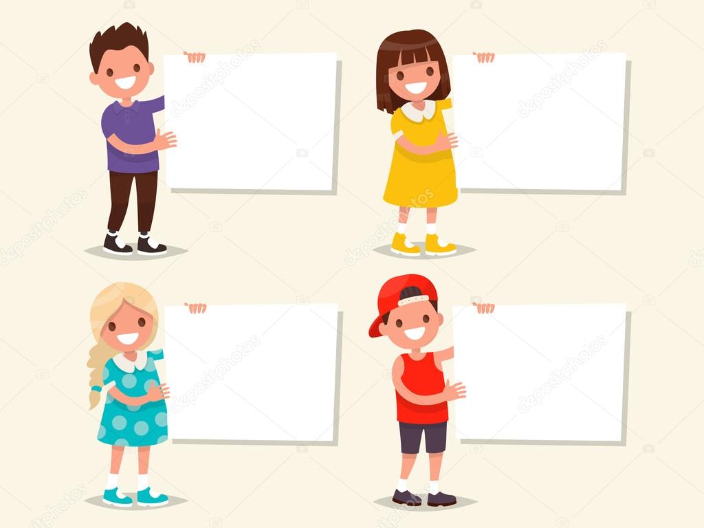 set of templates children hold a board vector illustration stock vector 115384692 - Templates For Children set of templates children hold a board vector illustration stock vector 115384692 - Templates For Children