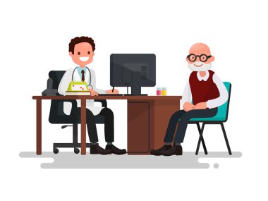 Doktor, büyükbaba. Vektör çizim 