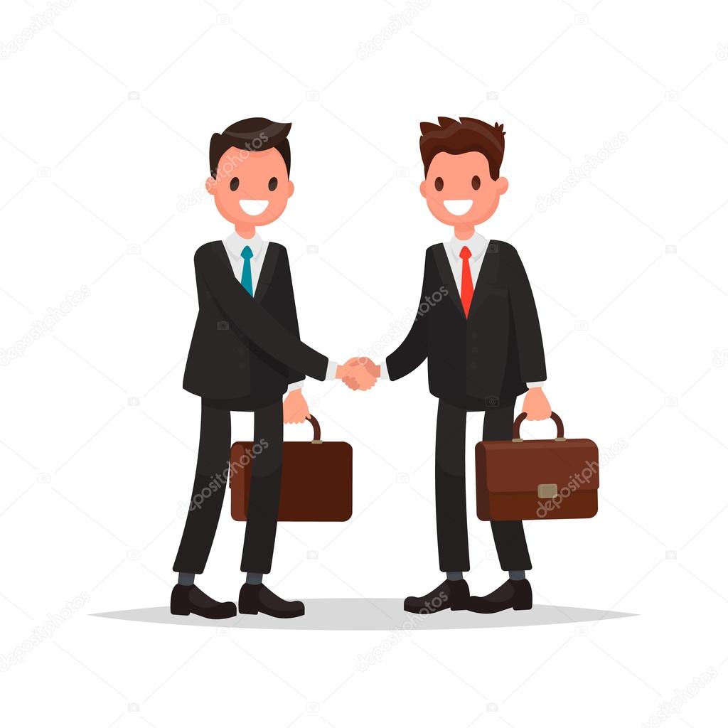 Business relationship. Handshake of two businessmen. Vector 