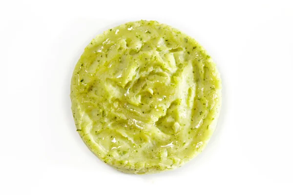 Green mashed potatoes on white background — Stock Photo, Image