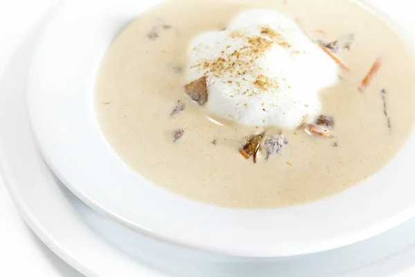 Mushroom cream soup on white background — Stock Photo, Image