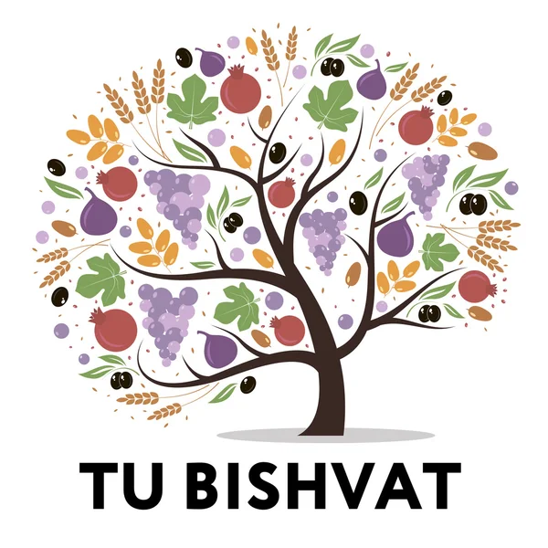 Árbol floreciente, Tu Bi Shvat, Año Nuevo para los árboles Vector De Stock