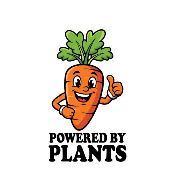 Çizgi film karakterinin vektör sanatı, bitkiler tarafından desteklenen başparmaklarını kaldırıyor.