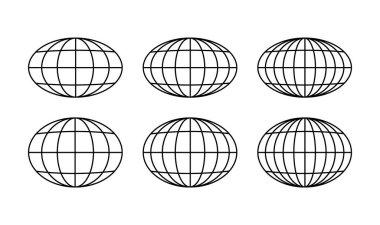 Kelime Simgesi Ayarları, Küre Simgesi Ayarları, Küre Siyah ve Beyaz Satır Vektör Paketi.