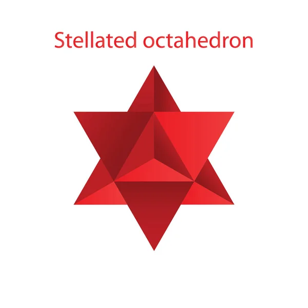 Wektorowy Czerwony Ośmiościan Stelowany Zwany Również Stella Oktangula Polyhedra Hexagon — Wektor stockowy