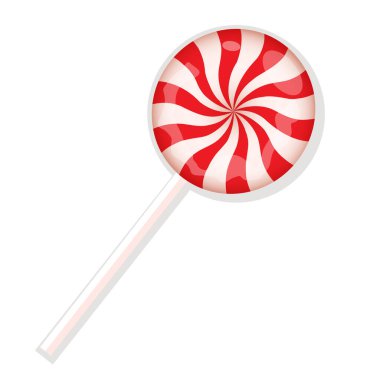 Vector kış Noel 'i ve Yeni Yıl çizgili nane şekline sahip kırmızı lolipop..