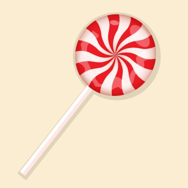 Vector kış Noel 'i ve Yeni Yıl çizgili nane şekline sahip kırmızı lolipop..