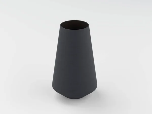 Schwarze Blumenvase Auf Weißem Hintergrund Modellierung Und Visualisierung Der Vase — Stockfoto
