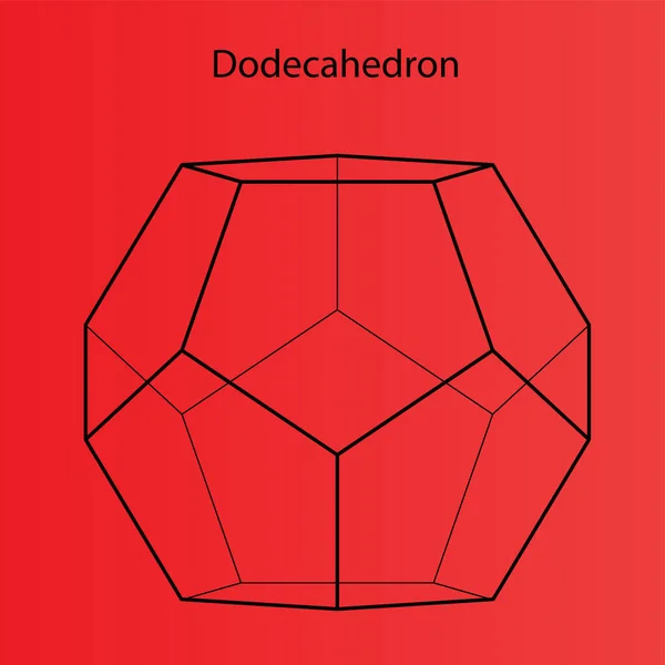 Ilustración Vectorial Dodecaedro Vacío Sobre Fondo Rojo Con Gradiente Para — Vector de stock