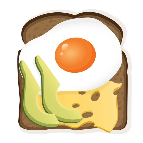 Sandwich Met Zwarte Toast Brood Avocado Plakjes Kaas Gebakken Vector — Stockvector