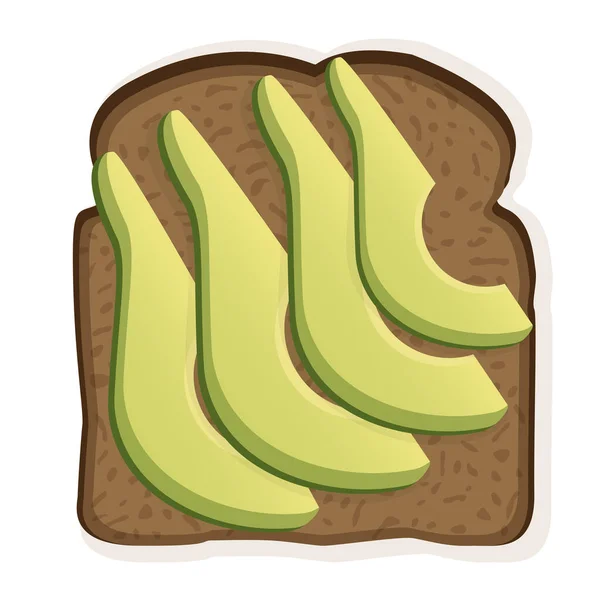 Sandwich Met Zwarte Toast Brood Avocado Plakjes Vector Illustratie Van — Stockvector