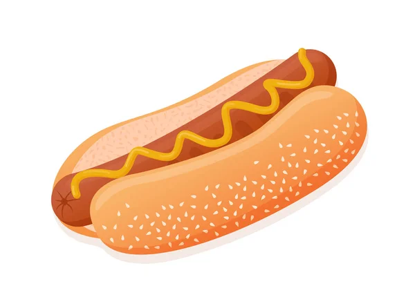 Vector Platte Illustratie Van Amerikaanse Heerlijke Hotdog Voor Poster Reclame — Stockvector
