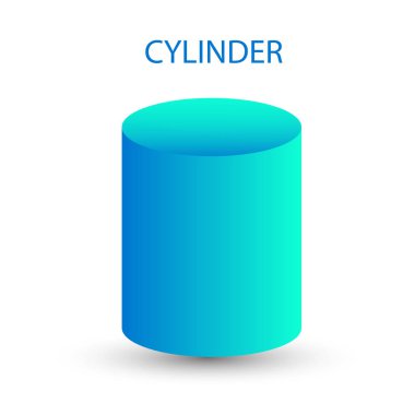 Oyun, simge, paket tasarımı, logo, mobil, ui, web, eğitim için gradyan ve gölge içeren vektör mavi silindiri. Beyaz arkaplanda 3 boyutlu silindir. Tasarımınız için yaya şablonu. Geometrik şekiller