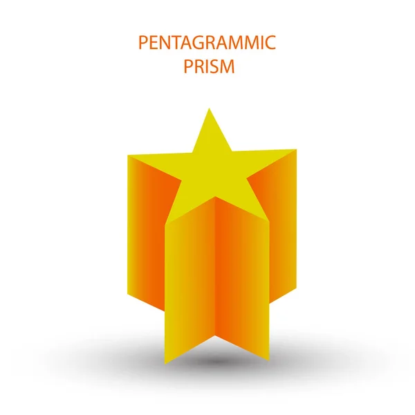 Vector Prisma Pentagrammico Dorado Con Gradientes Sombra Para Juego Icono — Vector de stock