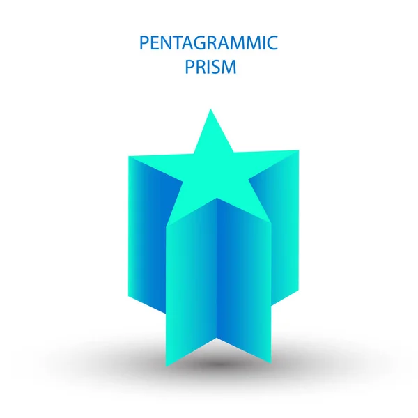 Vektor Blå Pentagrammic Prisma Med Lutningar Och Skugga För Spel — Stock vektor