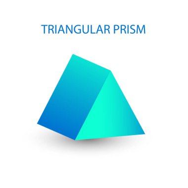 Oyun, ikon, paket tasarımı, logo, mobil, ui, web, eğitim için gradyan ve gölgeli vektör mavi prizma. Beyaz arka planda 3 boyutlu üçgen prizma. Tasarımınız için geometrik şekiller.