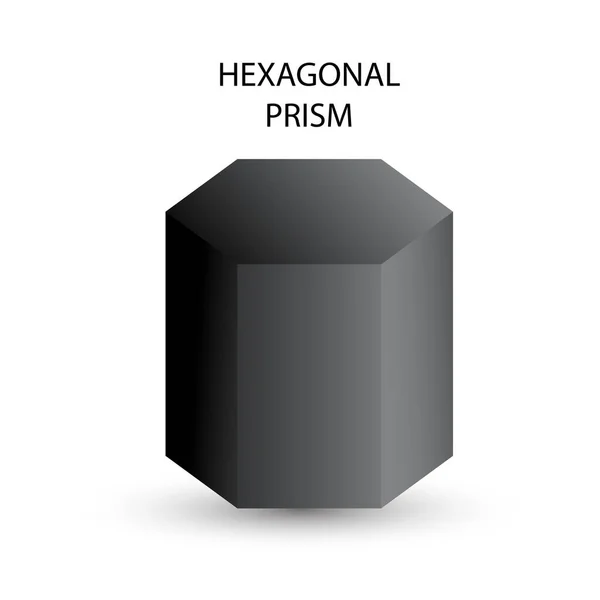Prisma Heksagonal Vektor Hitam Dengan Gradien Dan Bayangan Untuk Permainan - Stok Vektor