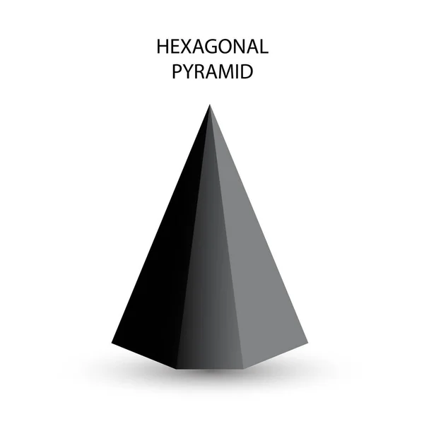 Piramida Heksagonal Vektor Hitam Dengan Gradien Dan Bayangan Untuk Permainan - Stok Vektor