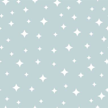 Gri arkaplanda yıldızlar olan kusursuz bir desen. Kumaşlar, dokular, duvar kağıtları, posterler, kartpostallar için vektör çizimi. Çocuksu eğlenceli gece baskısı. Düzenlenebilir ögeler.