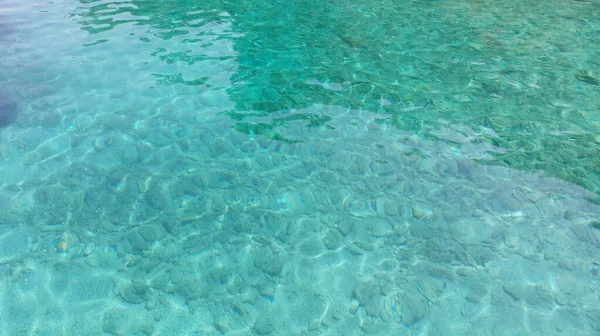 Bovenaanzicht Van Transparant Turquoise Zeewateroppervlak Egeïsche Zee Achtergrondstructuur — Stockfoto